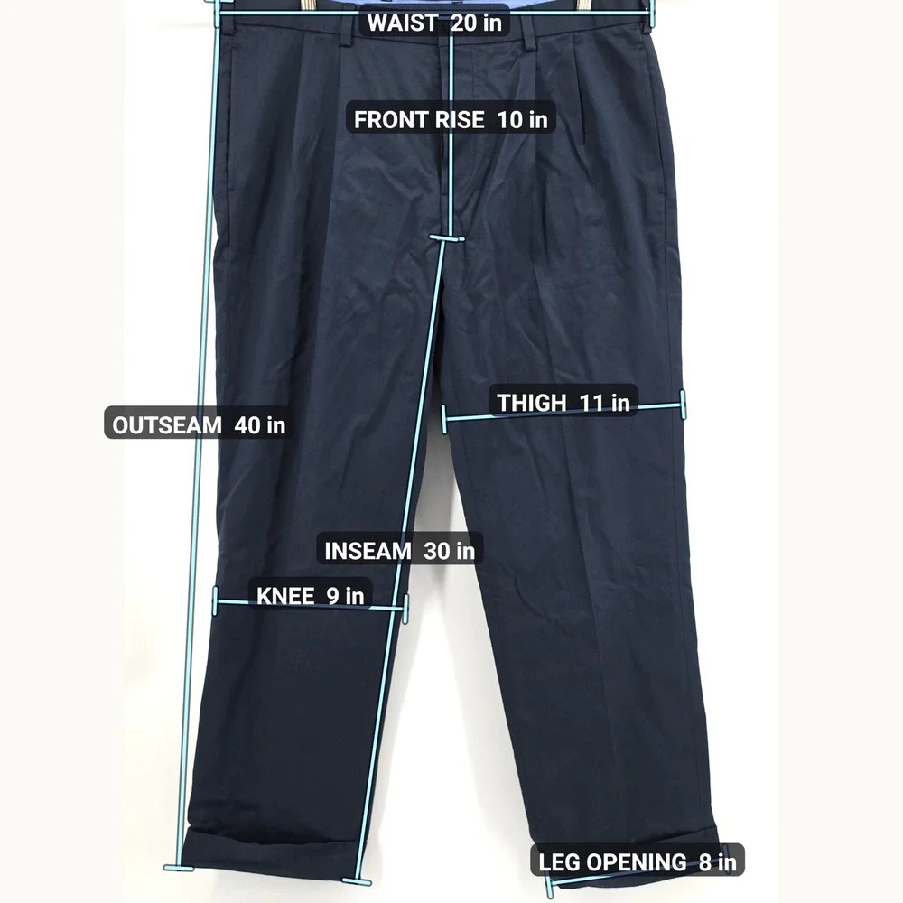 Brooks Brothers Advantage Chino Pants Mens W40 L30 Navy Blue Pleated Traditional